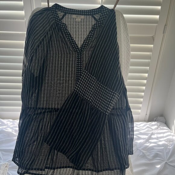 Style & Co Black and White Sheer top Sz XL - Picture 5 of 6